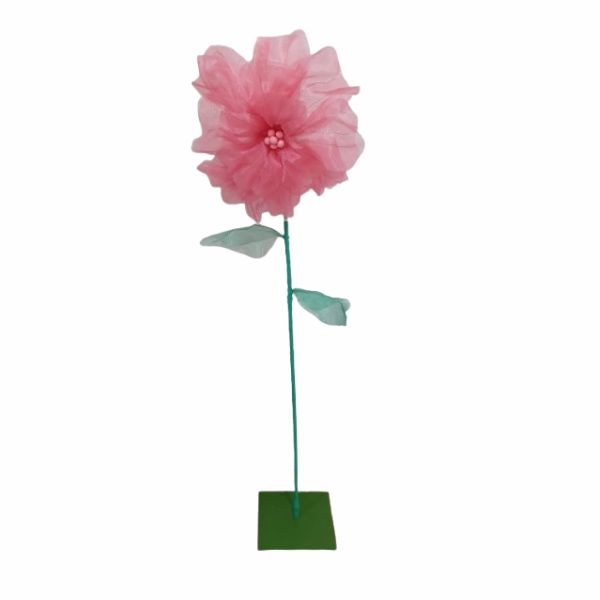 Flor Organza Rosa Médio